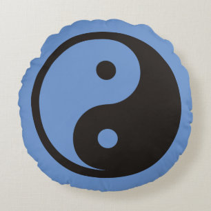 Almofada Redonda Símbolo Yin Yang - design de tatuagem sólida