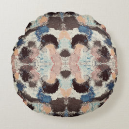 Almofada Redonda Simetria de Pastel vibrante - Arte texturizada por