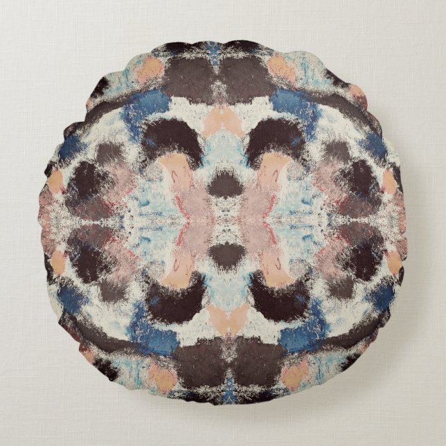 Almofada Redonda Simetria de Pastel vibrante - Arte texturizada por (Frente)