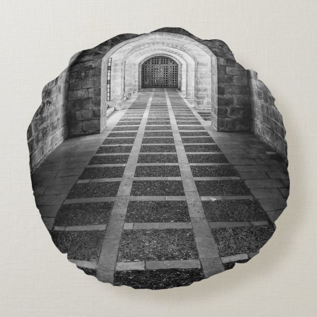 Almofada Redonda Simetria em preto e branco (Verso)