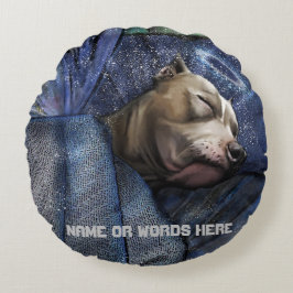 Almofada Redonda Simpatia de Anjo de Cão Pitbull Perda Condolência