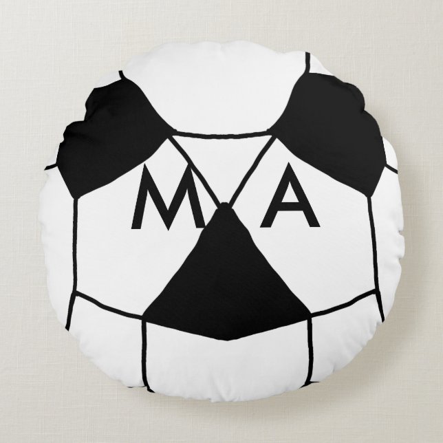 Almofada Redonda Simple monogram add your name letter man minimal t (Frente)