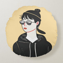 Almofada Redonda Simples desenho moderno de pessoas legal