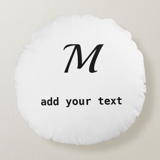 Almofada Redonda simples e mínimo adicione o texto monograma foto (Frente)