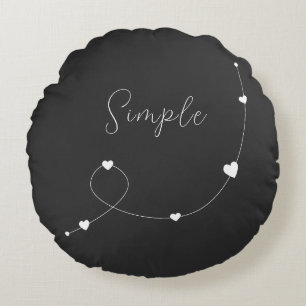 Almofada Redonda Simples ilustração com corações em estilo minimali