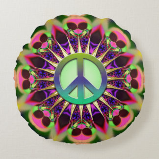 Almofada Redonda Sinal de Paz Alien Rosa Groovy