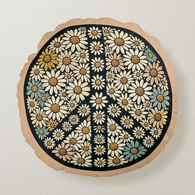 Almofada Redonda Sinal de Paz - Daisies (Frente)