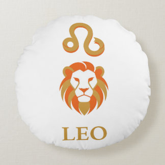 Almofada Redonda Sinal do Zodíaco Leão Dourado Minimalista Régio