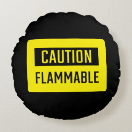 Almofada Redonda Sinal inflamável de precaução