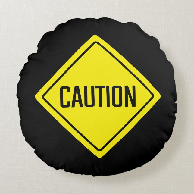 Almofada Redonda Sinalização de precaução | Sinal de aviso | Traves (Frente)