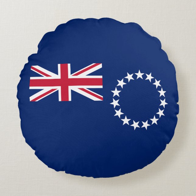 Almofada Redonda Sinalizador das Ilhas Cook (Frente)