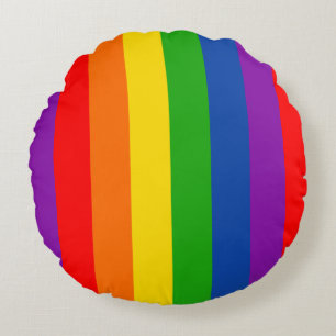 Almofada Redonda Sinalizador do Orgulho LGBTQ+ Arco-Íris, Cores Org