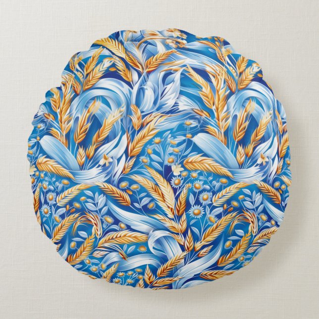 Almofada Redonda Sinfonia de Colheita de ouros (Frente)