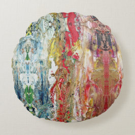 Almofada Redonda Sinfonia do caos - Paleta de Artista Abstrato Real