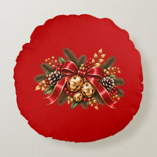 Almofada Redonda Sino de Natal Vermelho Festa Arco