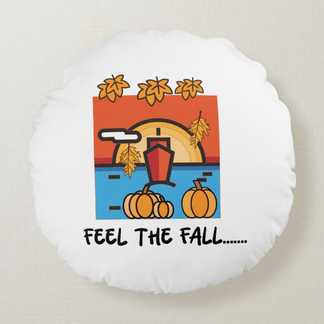 Almofada Redonda Sinta as Víblias do outono (Frente)