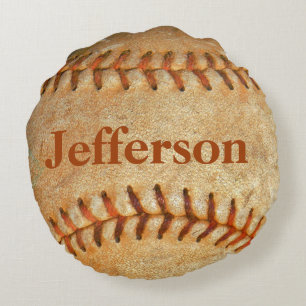 Almofada Redonda Sintagem Branca Personalizada de Baseball Vermelho
