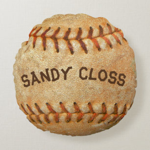 Almofada Redonda Sintagem Branca Personalizada de Baseball Vermelho
