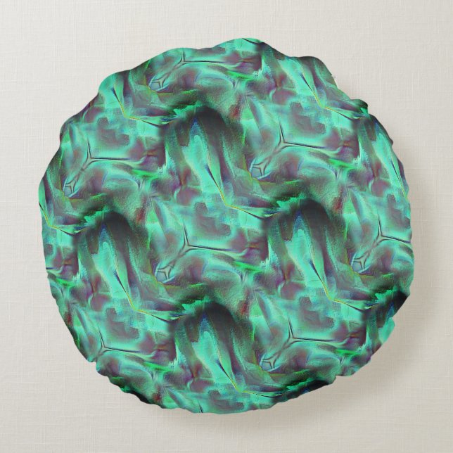 Almofada Redonda Sintonizador cortado, esverdeado a carbono (Verso)