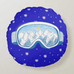 Almofada Redonda Ski Goggles Snowflake Dance