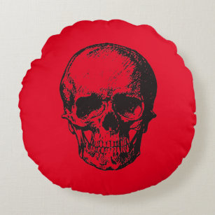 Almofada Redonda Skull Red Pop Art