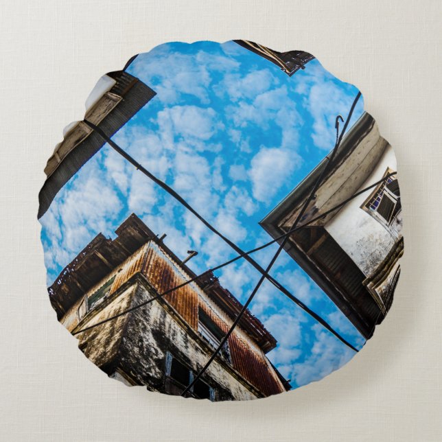 Almofada Redonda Sky Over Stonetown, Zanzibar (Frente)