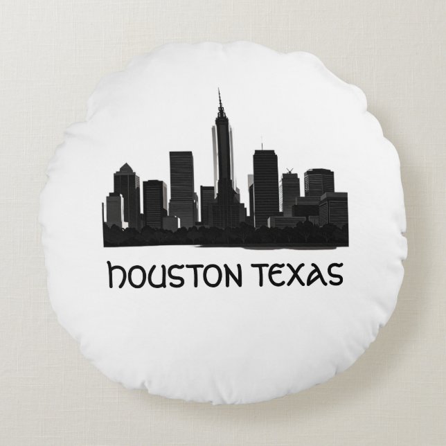Almofada Redonda Skyline do Houston Texas Personalizado (Frente)