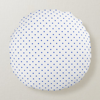 Almofada Redonda Small Cobalt Blue Polkadots on White Round Pillow