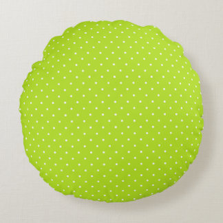 Almofada Redonda Small Lime Green and White Polka Dots Round Pillow