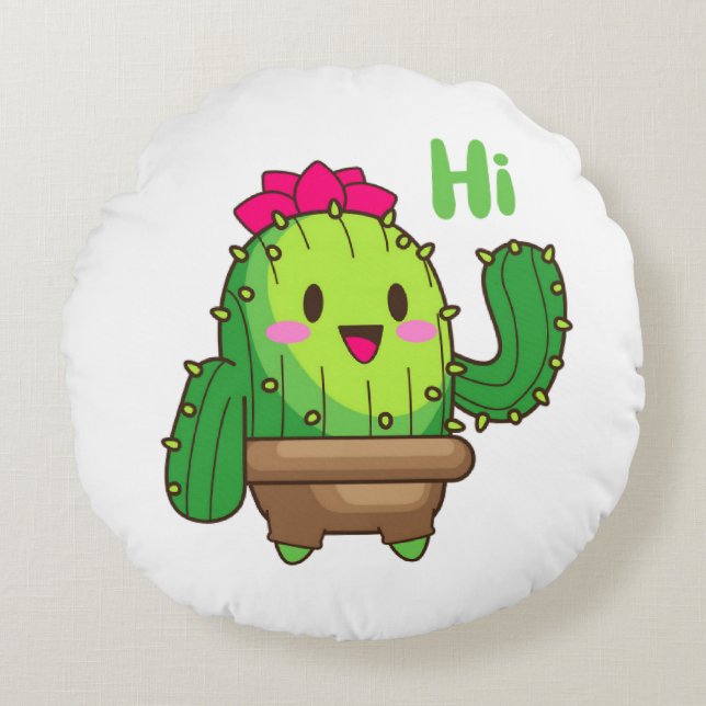 Almofada Redonda Smiley Cactus Pillow – Hello Plant Design (Frente)
