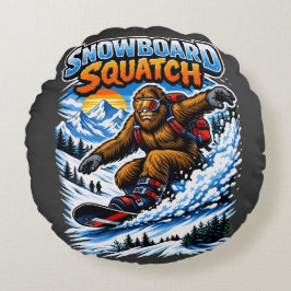 Almofada Redonda Snowboard Squatch – Funny Bigfoot Snowboarding 
