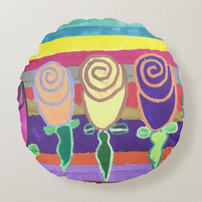 Almofada Redonda Snowie Roses Round Pillow (Frente)