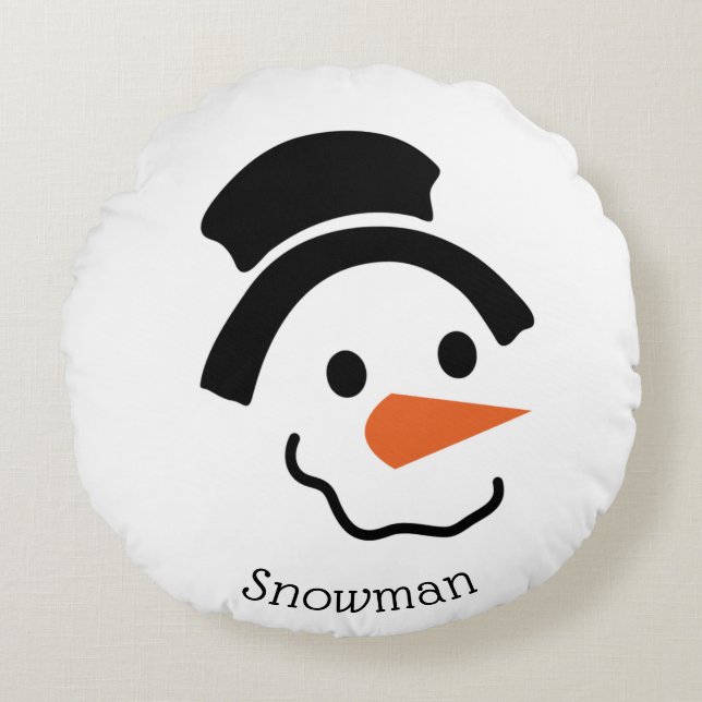 Almofada Redonda Snowman Face Hat Round Pillow (Frente)