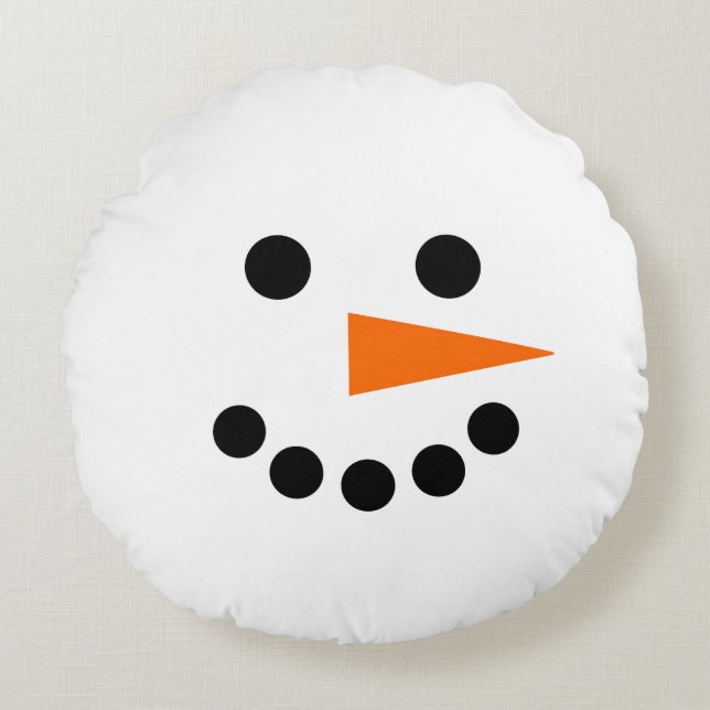 Almofada Redonda Snowman Face Winter Holiday Christmas Hanukkah (Frente)