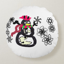 Almofada Redonda Snowman winter