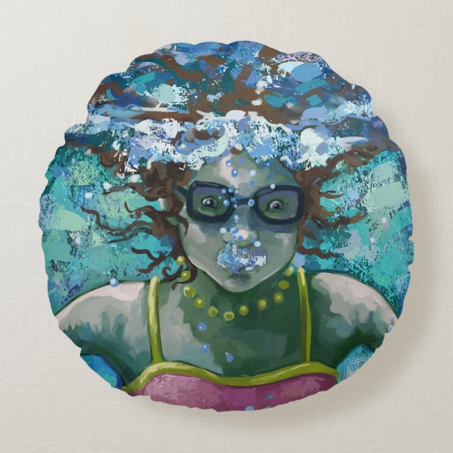 Almofada Redonda Sob a natação da água (Frente)