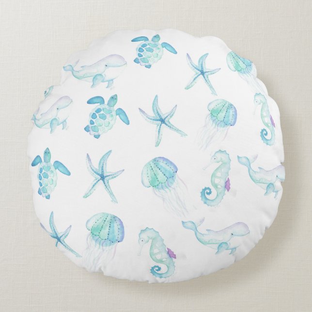 Almofada Redonda Sob O Mar (Frente)