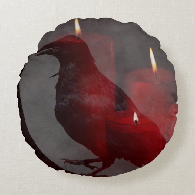 Almofada Redonda "Sob sua ortografia em vermelho" (Frente)