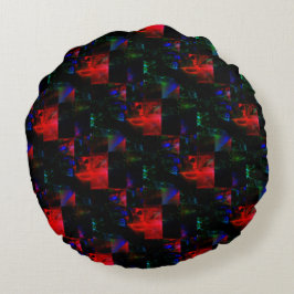 Almofada Redonda Sobreposição de mosaico quadrado vermelho sobre ma