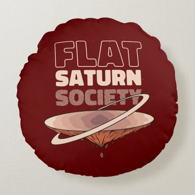 Almofada Redonda Sociedade de Saturno Plano - Design Científico (Frente)