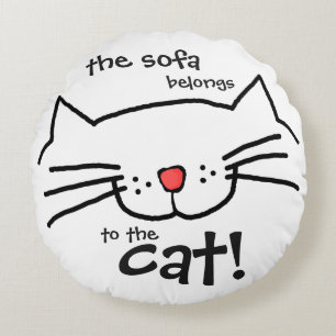 Almofada Redonda Sofá pertence ao gato - branco
