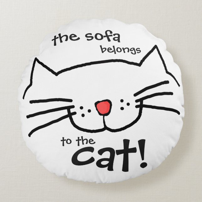 Almofada Redonda Sofá pertence ao gato - branco (Frente)