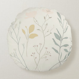 Almofada Redonda Soft Botanical Pillow – Minimal Pastel Floral