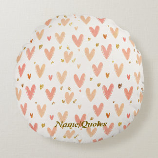 Almofada Redonda Soft Pink Hearts Seamless Pattern