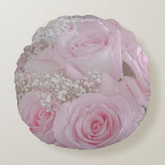 Almofada Redonda Soft Pink Roses and Baby's Breath