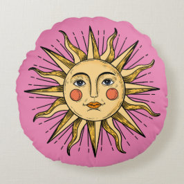 Almofada Redonda Sol amarelo com rosto
