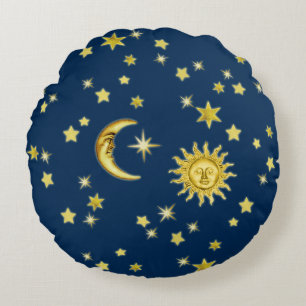 Almofada Redonda Sol, Lua e Estrelas