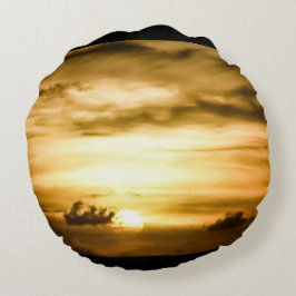 Almofada Redonda Sol No Oceano Pacífico