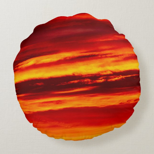 Almofada Redonda Sol vermelho brilhante (Verso)