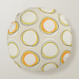 Almofada Redonda Solar Eclipse Mid-Century Modern - Black lines